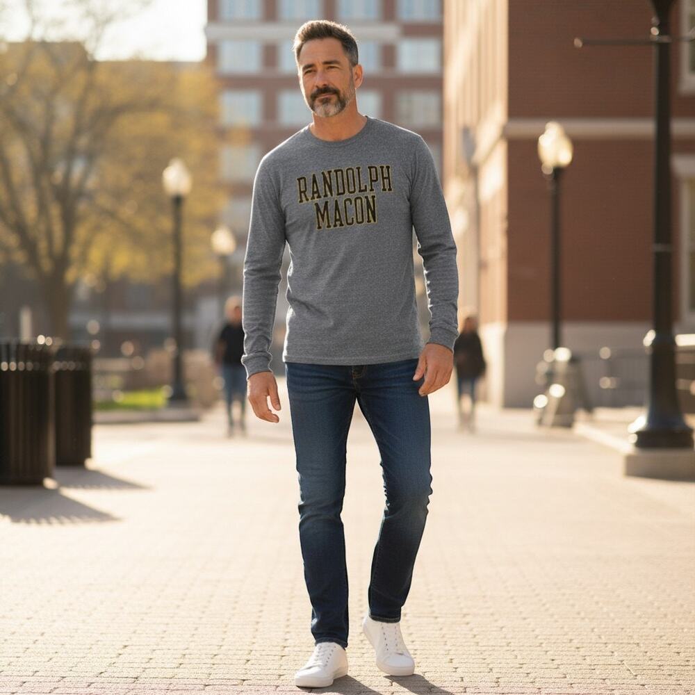 League Randolph Macon Long Sleeve T Shirt Mens Large Gray College